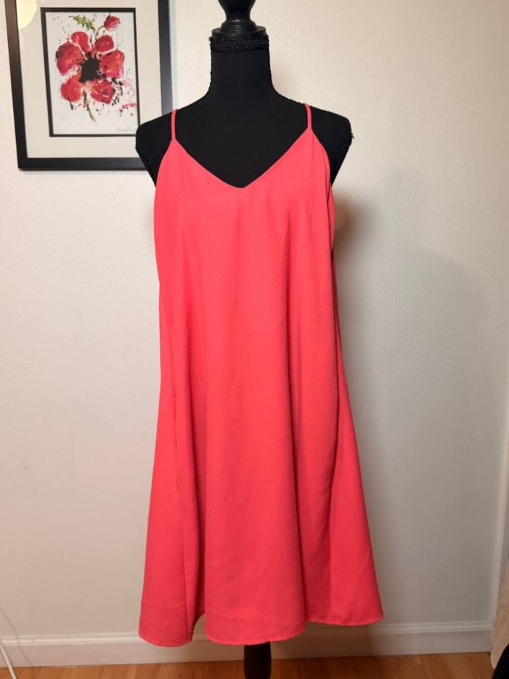 Nicole Miller Coral Red Silk Swing Slip Dress Vacation Resort Chic 6